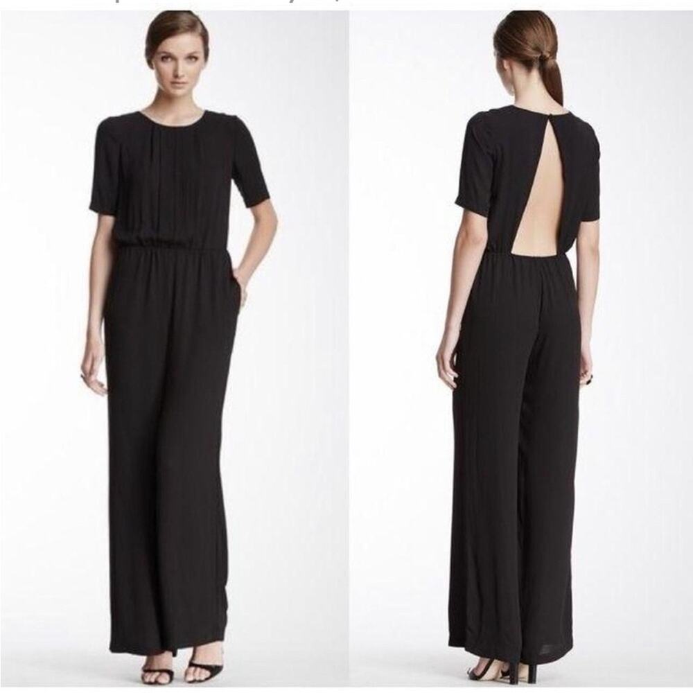 BCBGMaxAzria Sz. XXS Black Jumpsuit Backless WideLeg Evening Sexy Cocktail Party